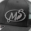 Gorras personalizadas con insignia de empresa y logotipo: gorra de camionero de malla negra, diseño de acero inoxidable en relieve