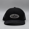 Gorras personalizadas con insignia de empresa y logotipo: gorra de camionero de malla negra, diseño de acero inoxidable en relieve