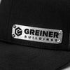 Gorras personalizadas con insignia de empresa y logotipo: gorra de camionero de malla negra, diseño de acero inoxidable en relieve