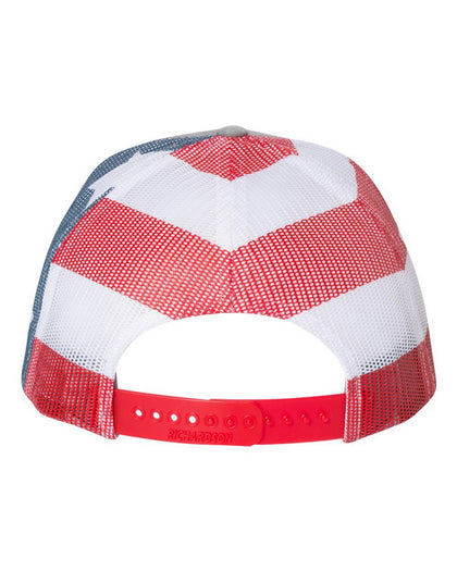 Casquettes d'entreprise personnalisées avec logo - Casquette de camionneur en maille avec drapeau américain - Design en acier inoxydable surélevé