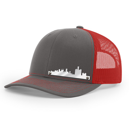 Detroit Skyline Hat - Charcoal w/Red Mesh - Headgear Hats